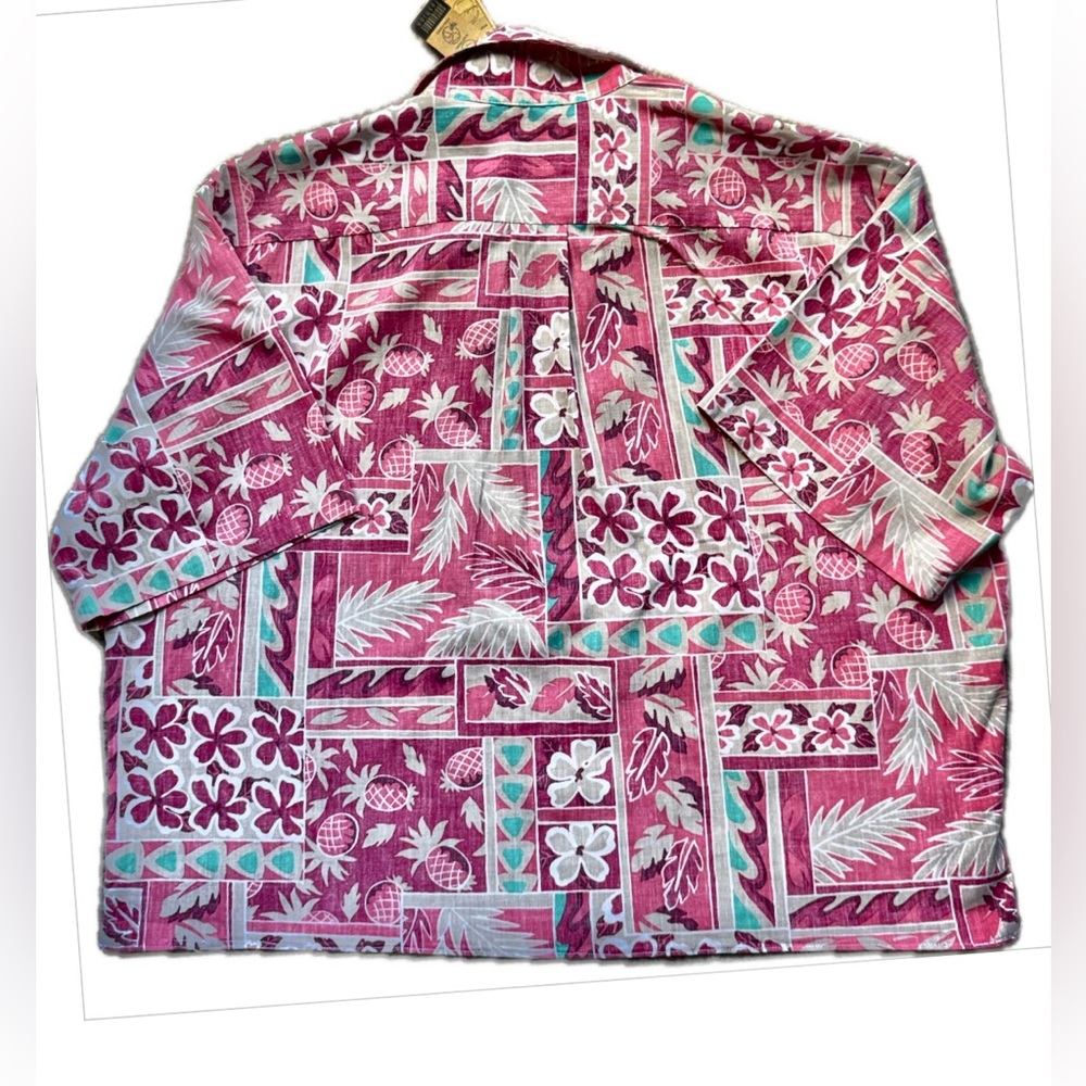 Cotton Tropical Boho Hawaiian Print Button Down Shirt | Floral Palm Island Style - Picture 7 of 10